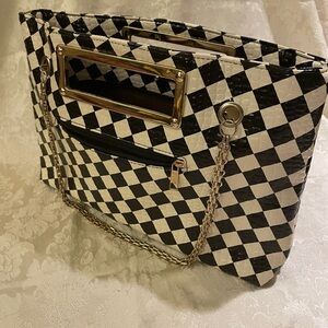 Stylish Black and White Checkered Handbag